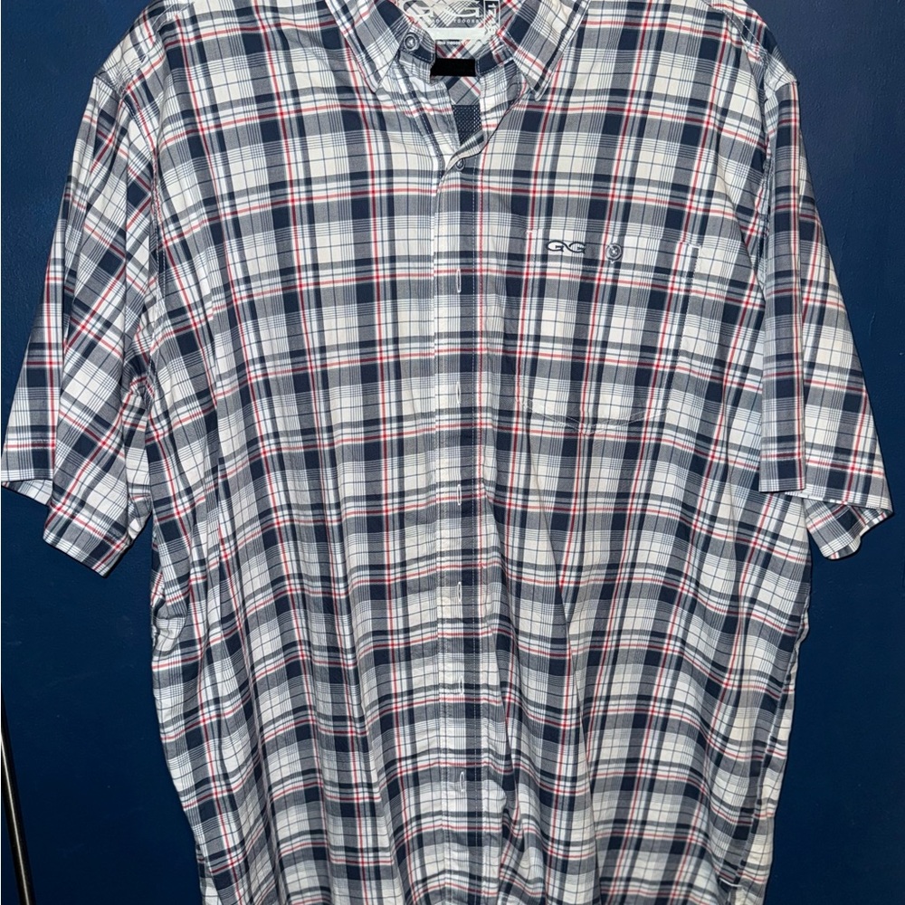 Casual Blue and Red Button Down Shirt